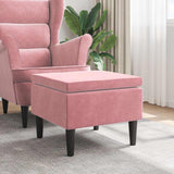 Vidaxl kruk met houten poten fluweel roze