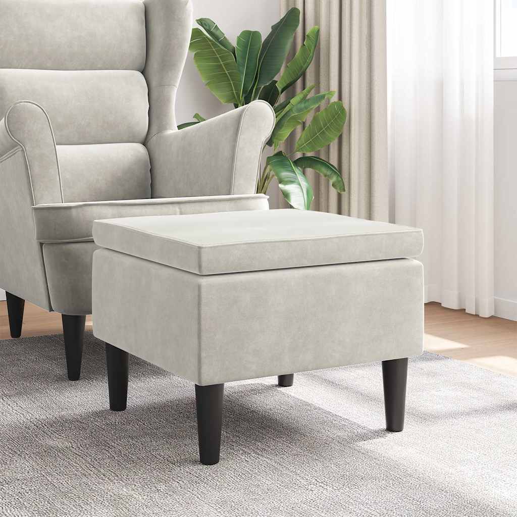 Vidaxl kruk met houten poten crèmekleurig fluweel