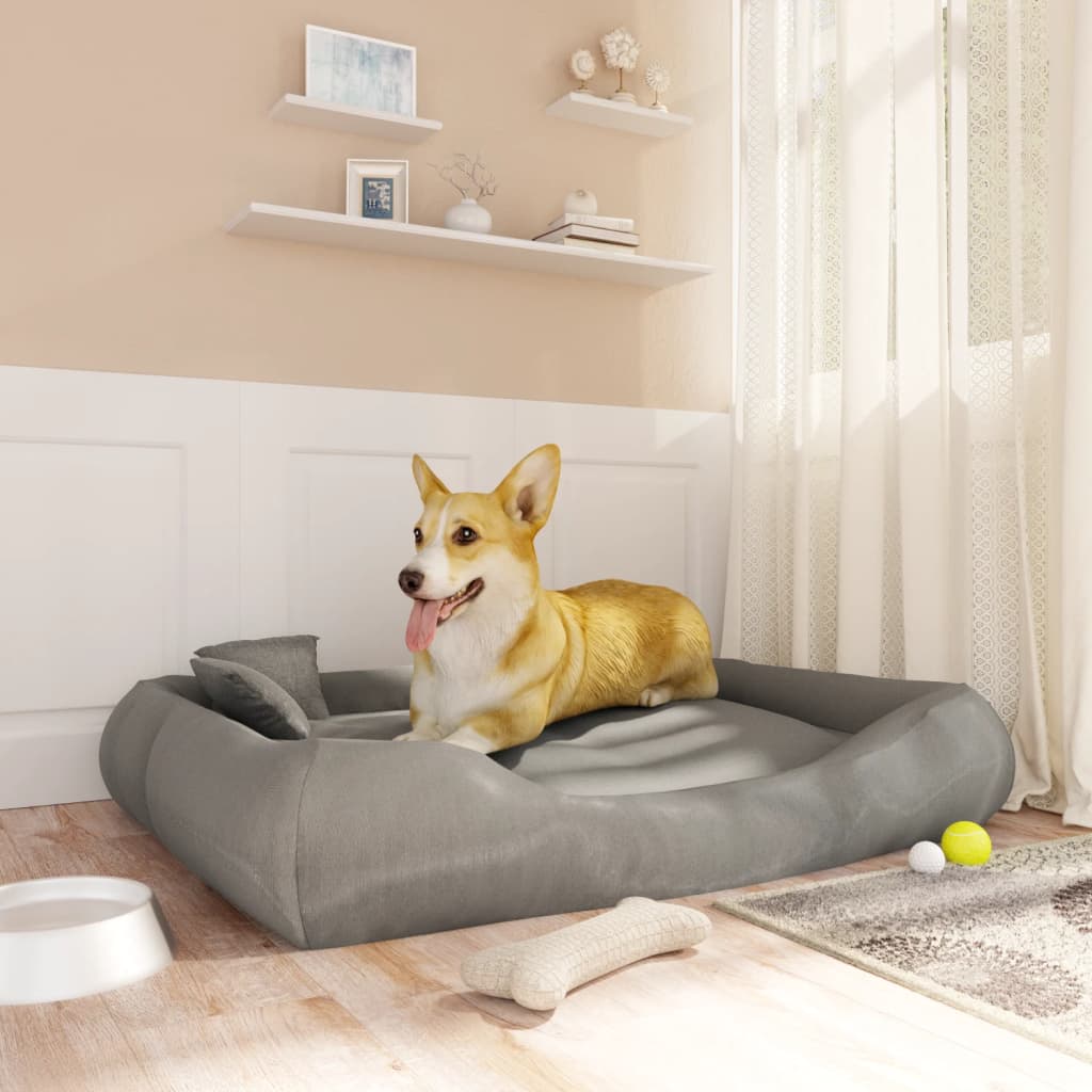 Cama de perros Vidaxl con cojines 115x100x20 cm Oxford Fabric Gray