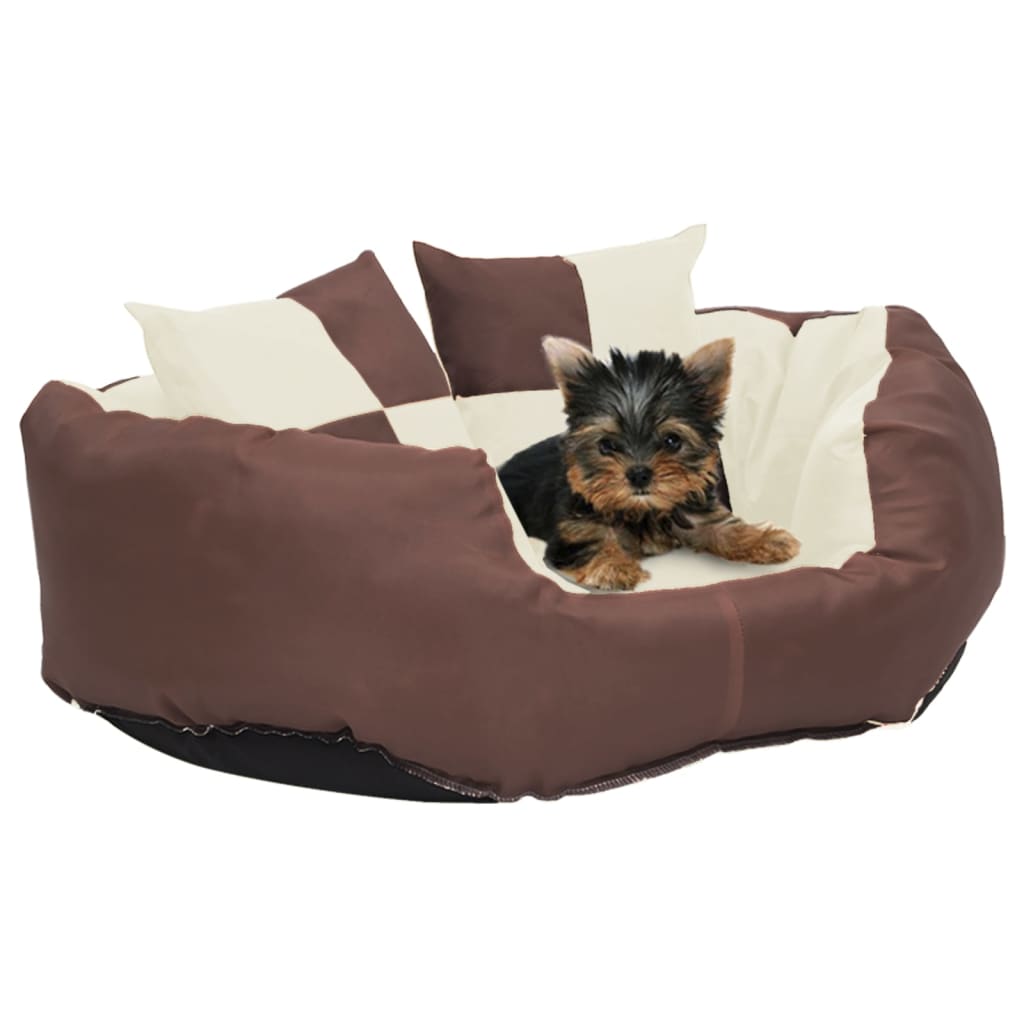 Coussin de chien vidaxl réversible et lavable 65x50x20 cm brun et crème