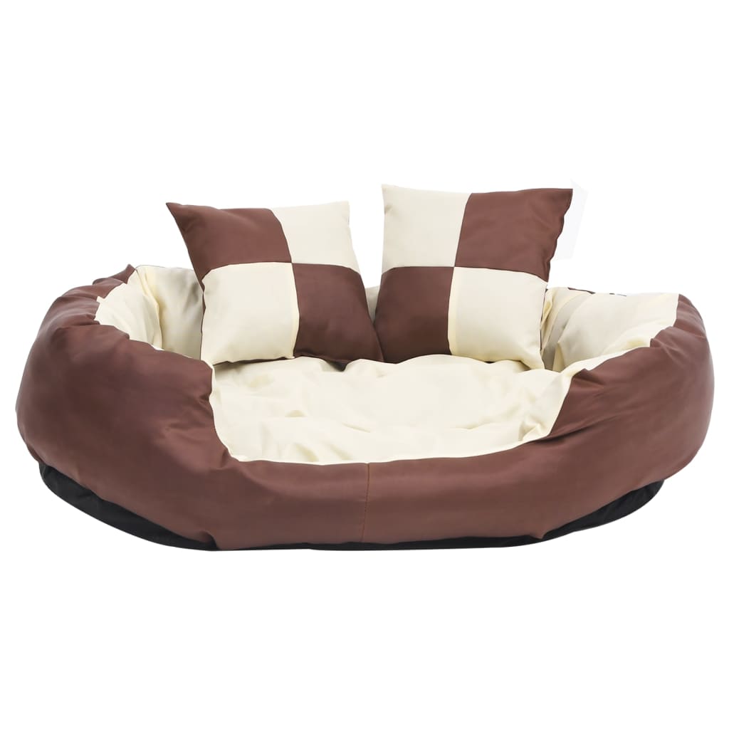 Coussin de chien vidaxl réversible et lavable 85x70x20 cm brun et crème