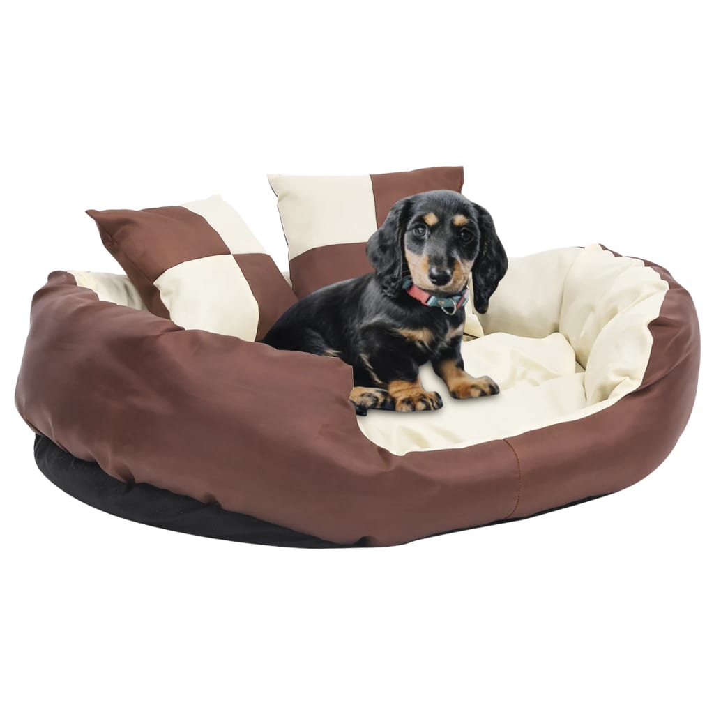 Vidaxl dog cushion reversible and washable 85x70x20 cm brown and cream