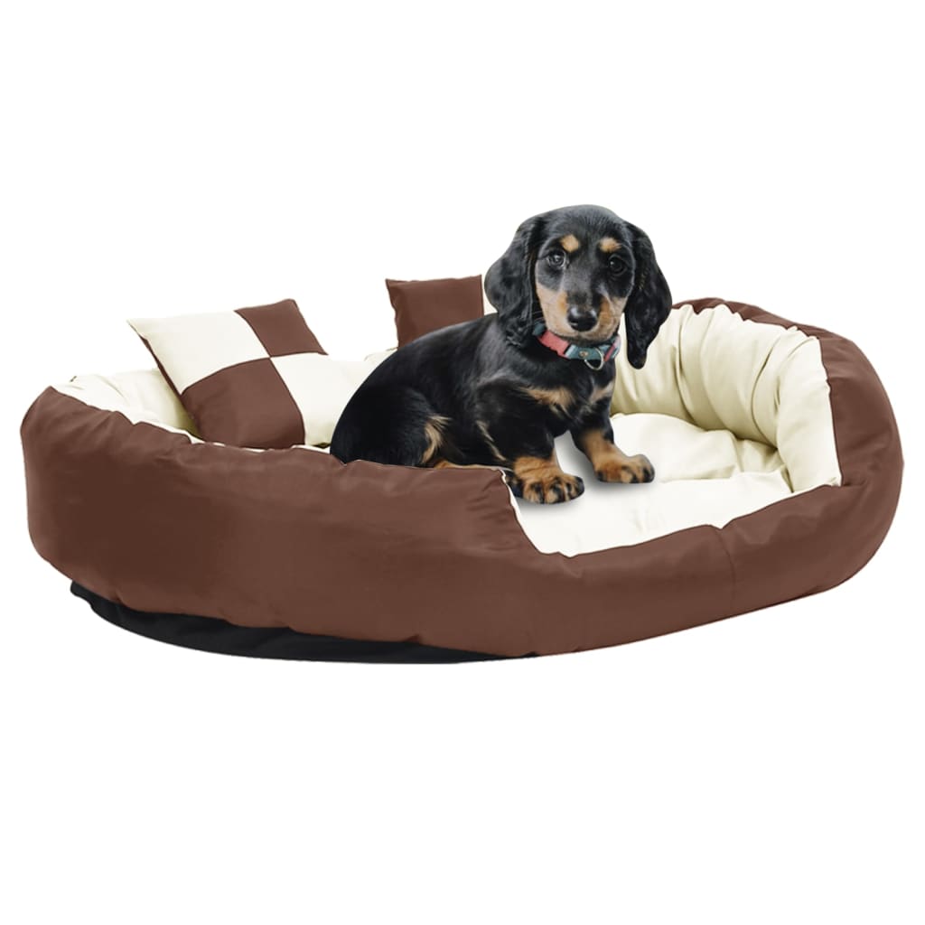 Vidaxl dog cushion reversible and washable 110x80x23 cm brown and cream