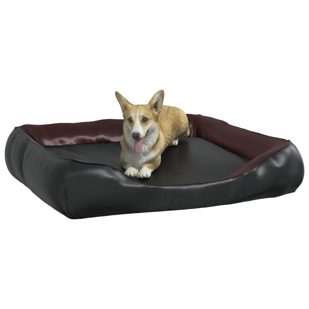 Vidaxl Dog Basket 80x68x23 cm cuoio artificiale nero e marrone