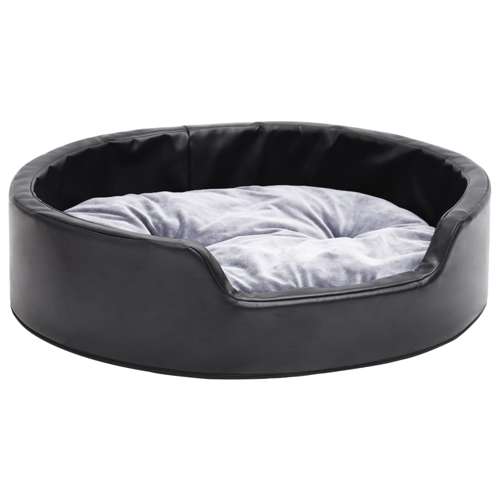 Vidaxl Dog Basket 69x59x19 cm peluche e cuoio artificiale nero e grigio