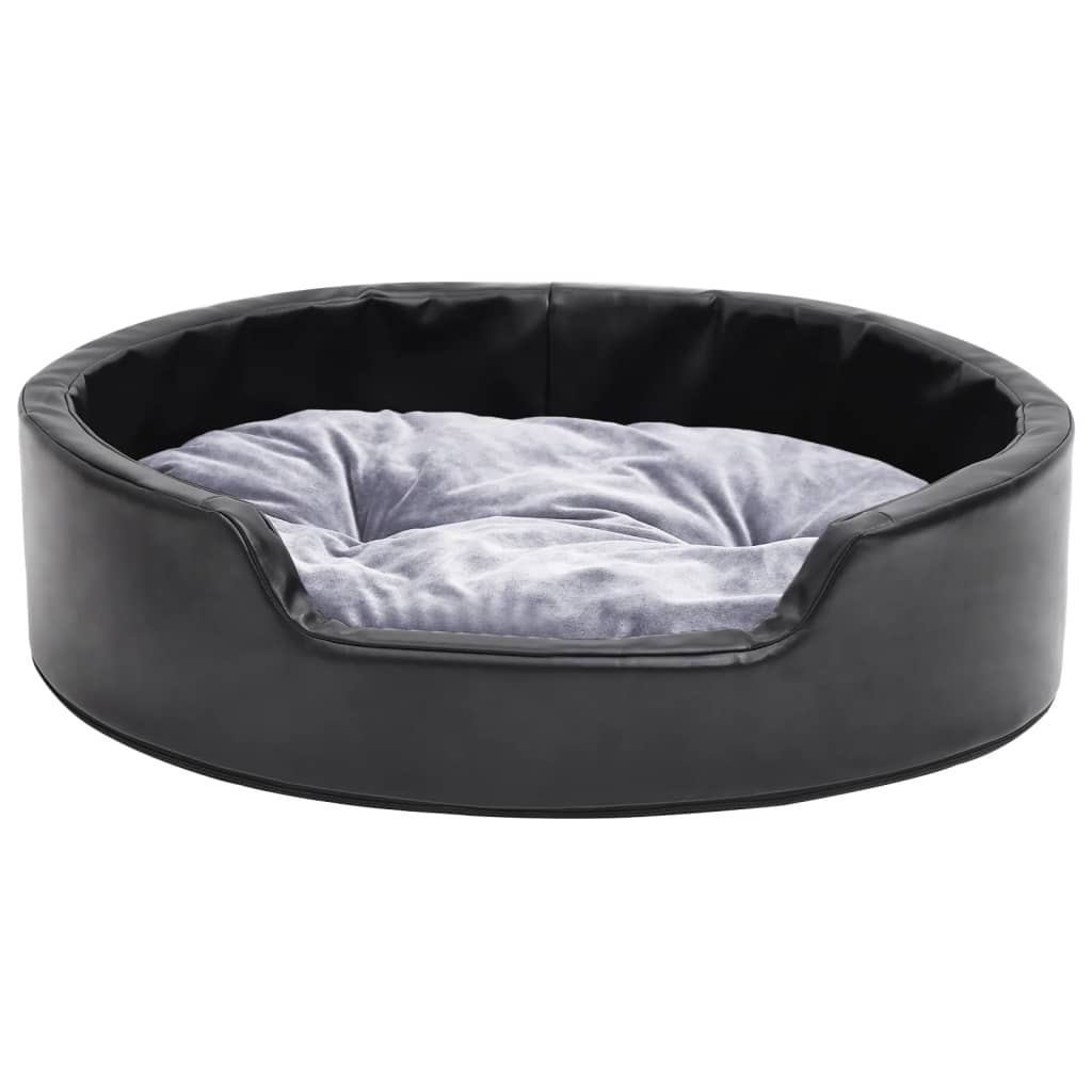 Vidaxl dog basket 69x59x19 cm plush and artificial leather black and gray