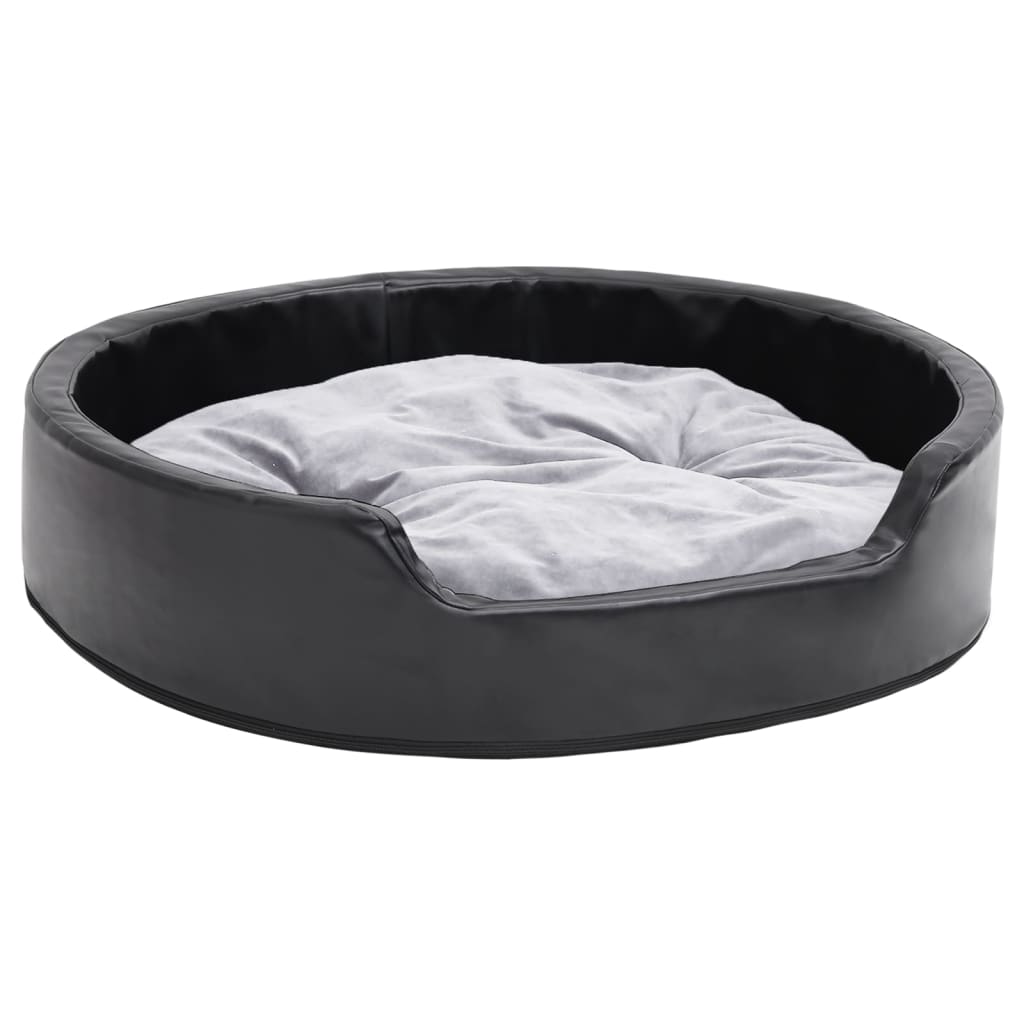 Vidaxl Dog Basket 79x70x19 cm en peluche et en cuir artificiel noir et gris