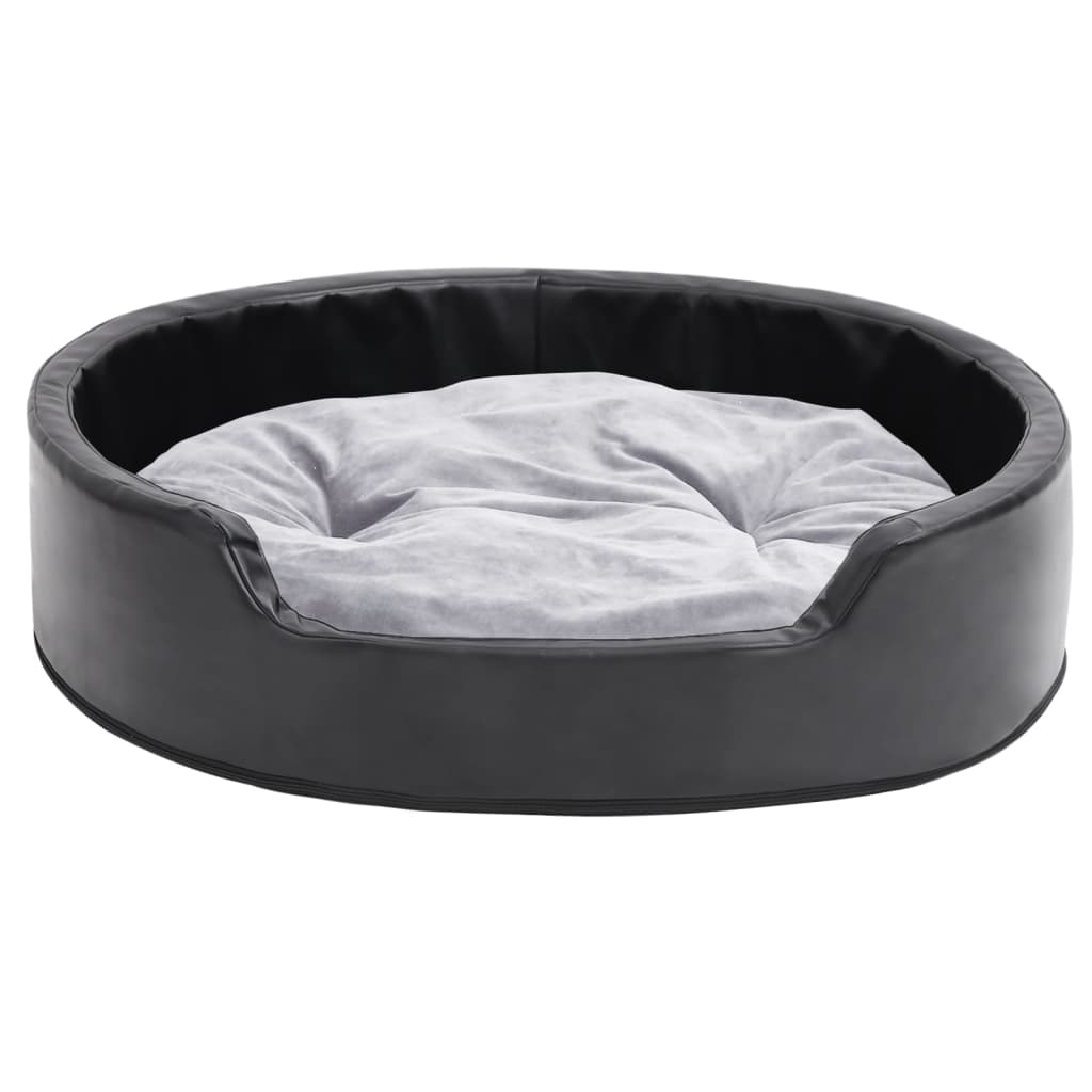 Vidaxl Dog Basket 79x70x19 cm peluche e cuoio artificiale nero e grigio