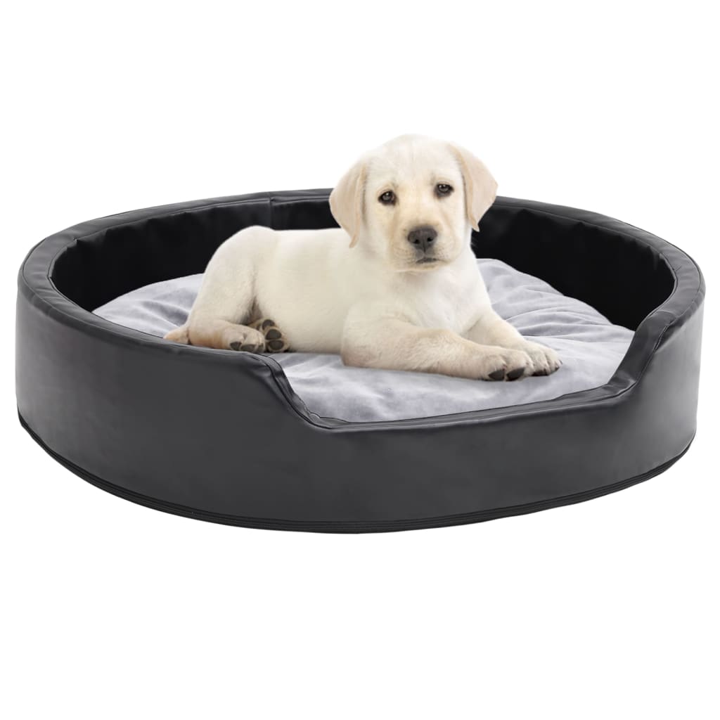 Vidaxl Dog Basket 79x70x19 cm en peluche et en cuir artificiel noir et gris