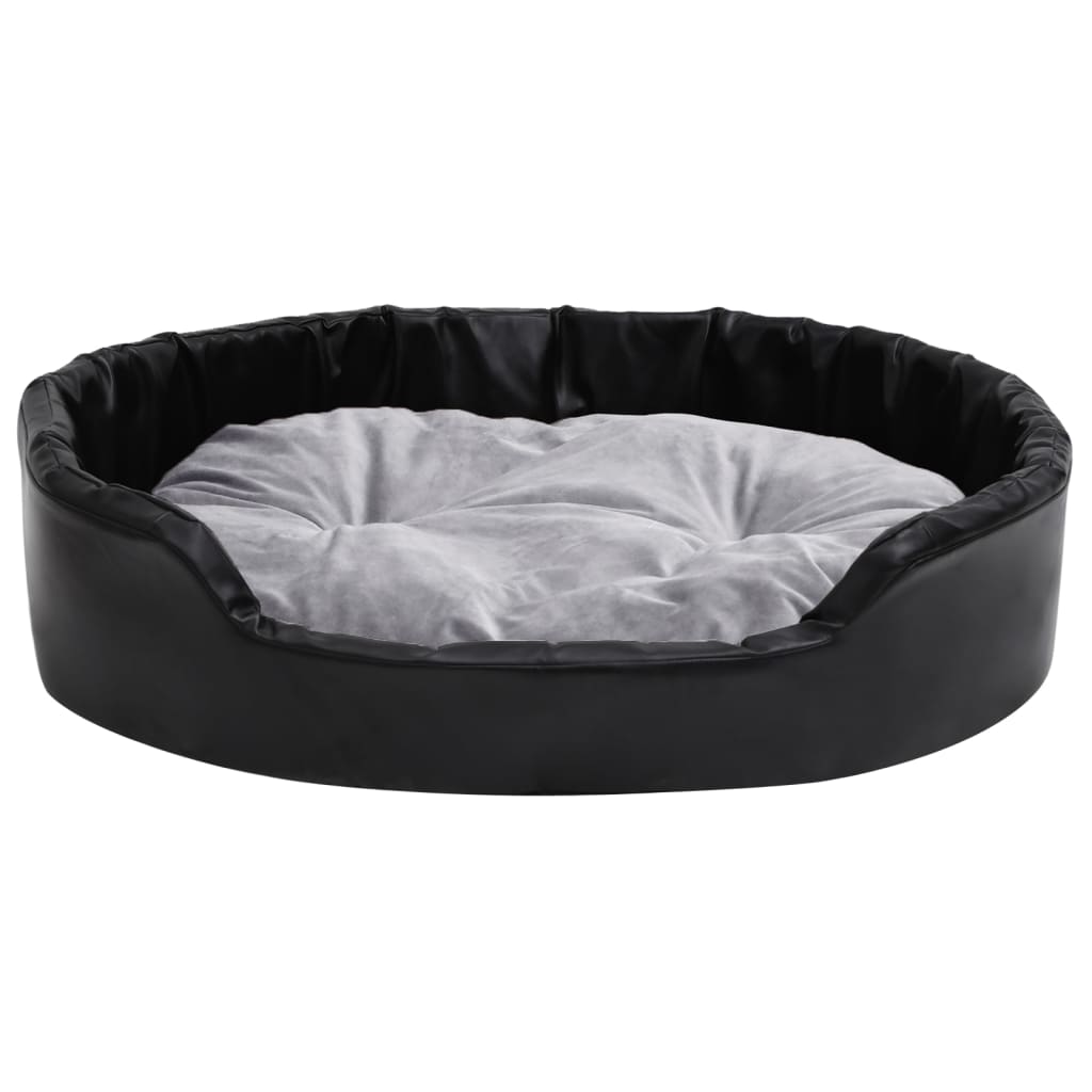 Vidaxl Dog Basket 90x79x20 cm en peluche et en cuir artificiel noir et gris