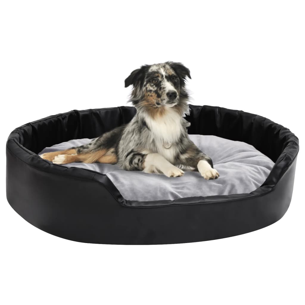 Vidaxl dog basket 90x79x20 cm plush and artificial leather black and gray