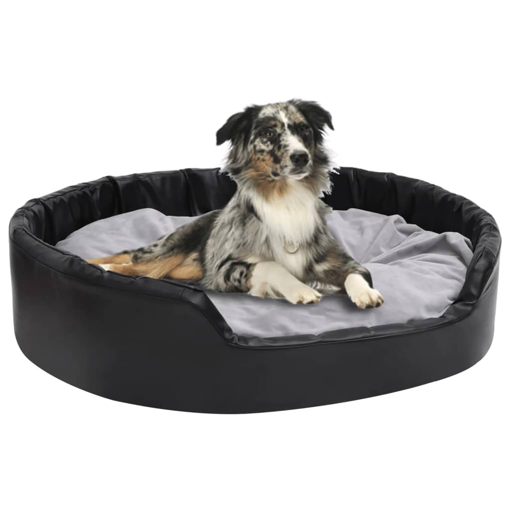 Vidaxl Dog Basket 99x89x21 cm peluche e cuoio artificiale nero e grigio