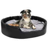 Vidaxl Dog Basket 99x89x21 cm en peluche et en cuir artificiel noir et gris