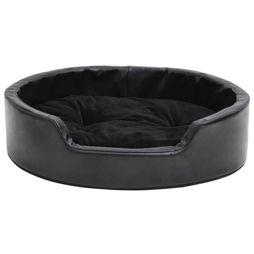 Vidaxl Dog Basket 69x59x19 cm en peluche et en cuir artificiel noir