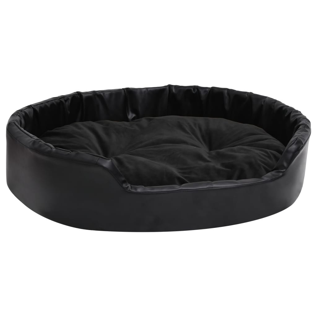 Vidaxl Dog Basket 90x79x20 cm en peluche et en cuir artificiel noir