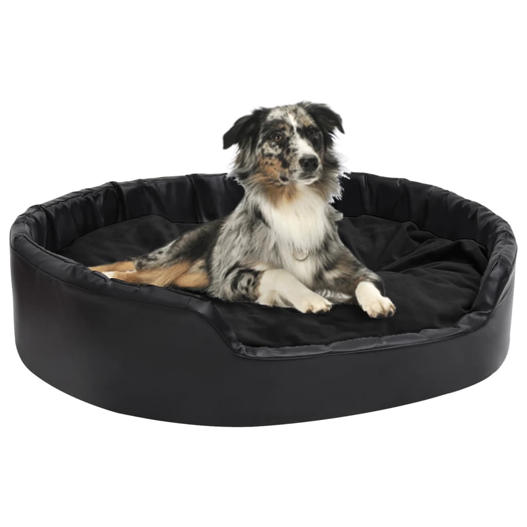 Canasta de perros Vidaxl 99x89x21 cm peluche y cuero artificial negro