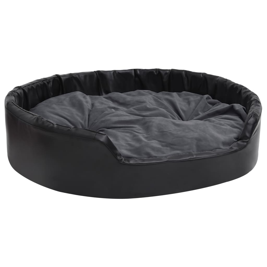 Vidaxl Dog Basket 99x89x21 cm plys og kunstig læder sort og mørkegrå