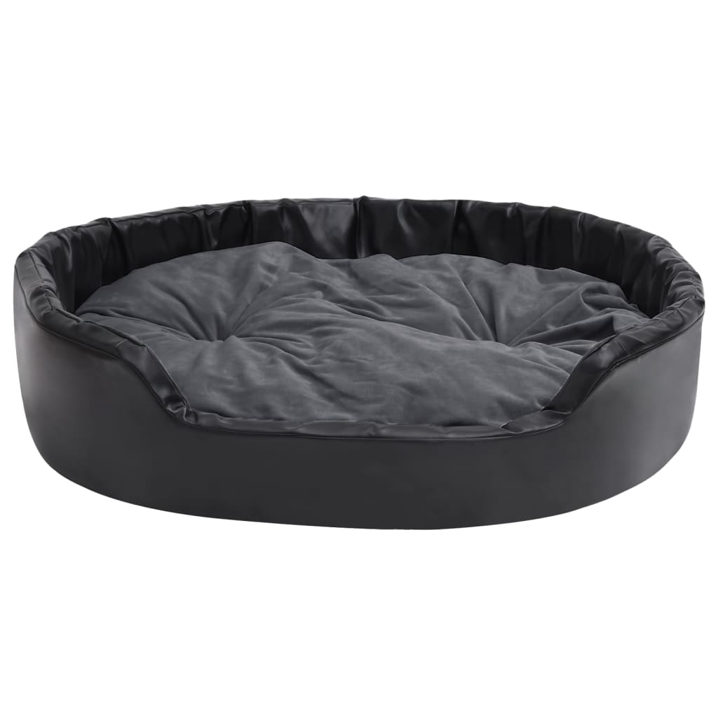 Vidaxl Dog Basket 99x89x21 cm plys og kunstig læder sort og mørkegrå