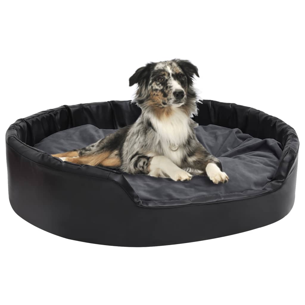 Vidaxl Dog Basket 99x89x21 cm plys og kunstig læder sort og mørkegrå