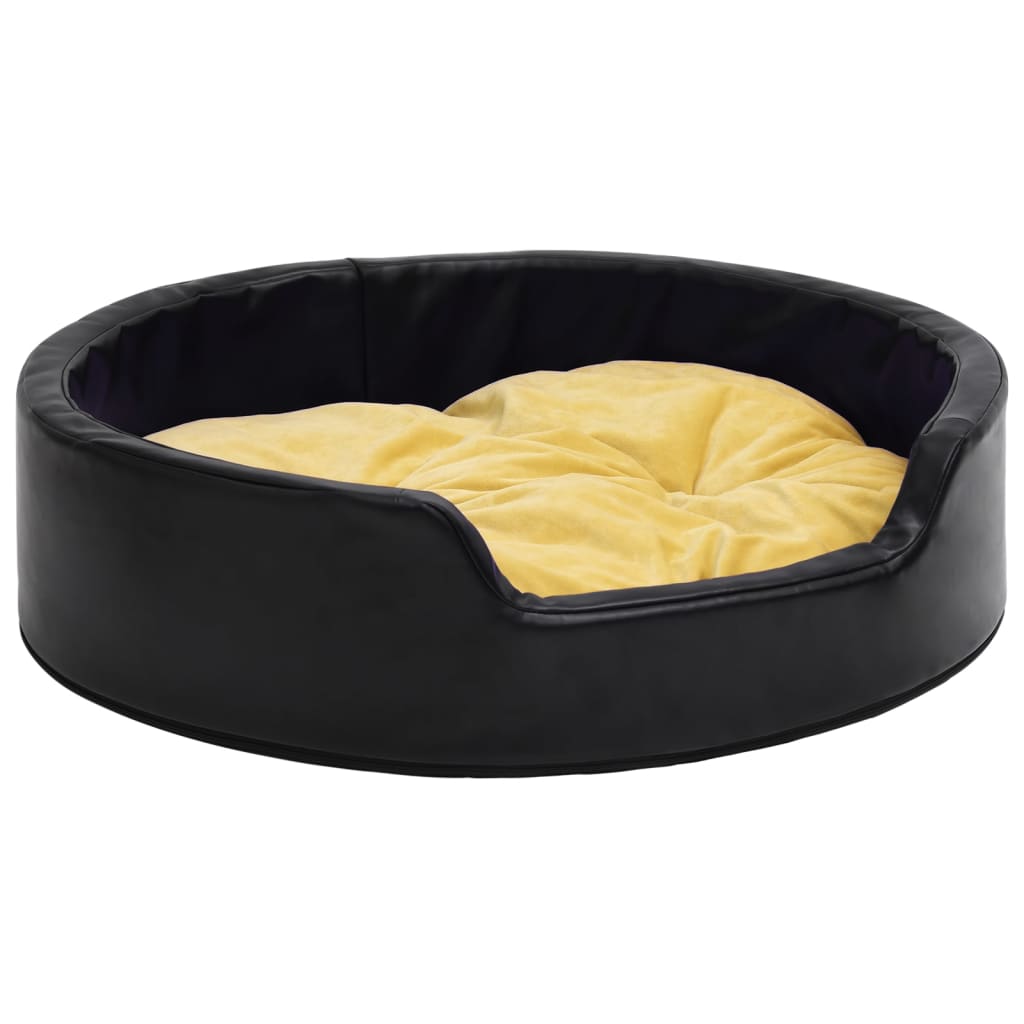 Vidaxl Dog Basket 99x89x21 cm plys og kunstig læder sort og gul