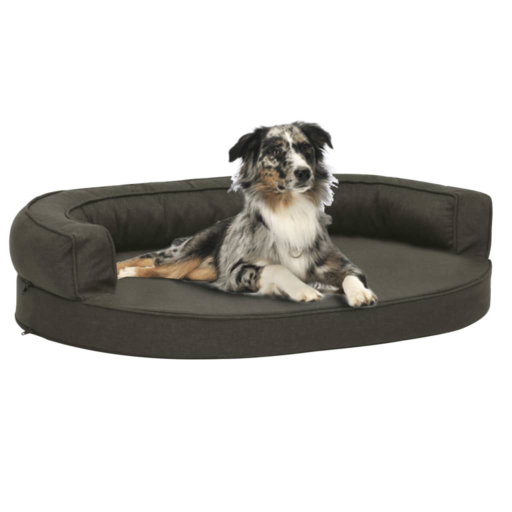 Vidaxl dog bed ergonomic linen-look 75x53 cm dark gray