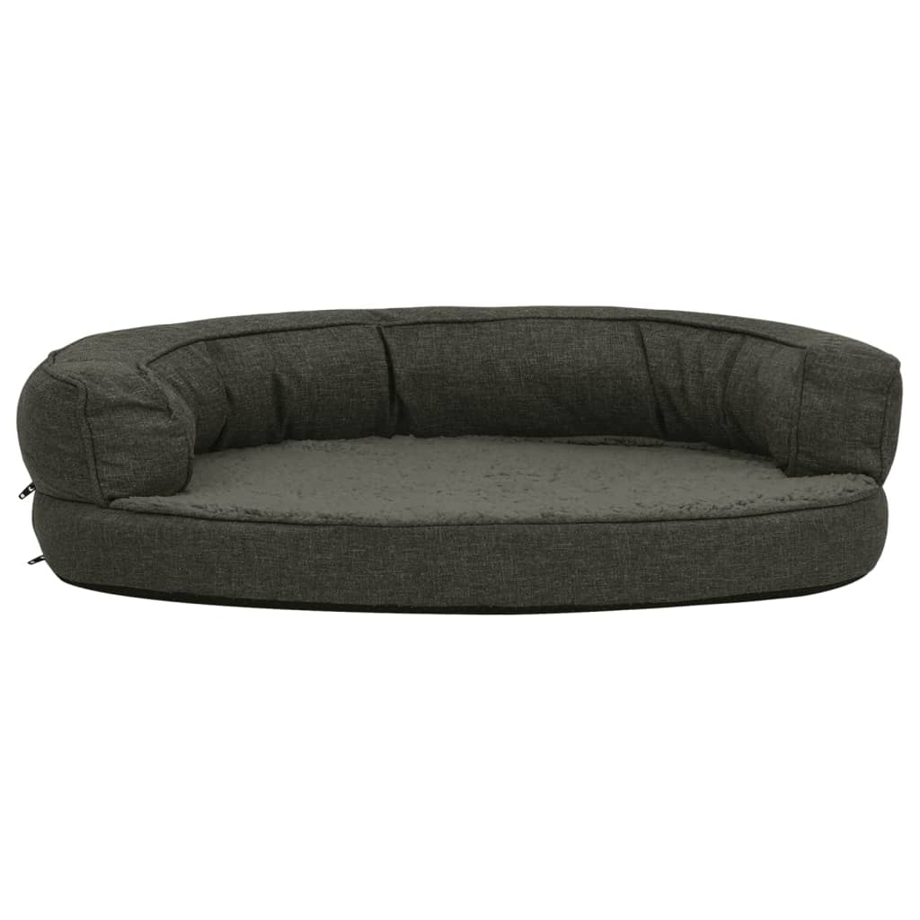 Vidaxl dog bed ergonomic linen-look 75x53 cm Fleece dark gray