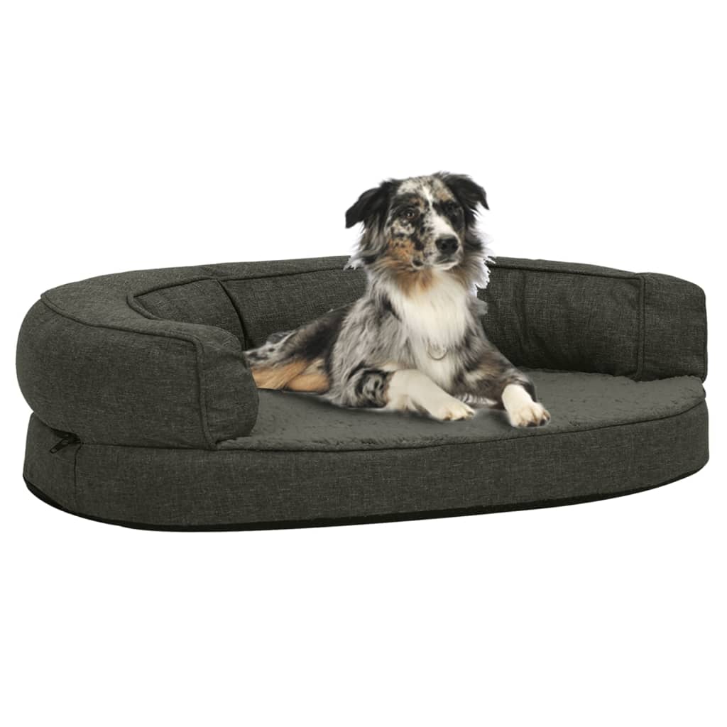 Vidaxl Dog Letto per cani L'ascolto di lino ergonomico 75x53 cm pile scuro grigio