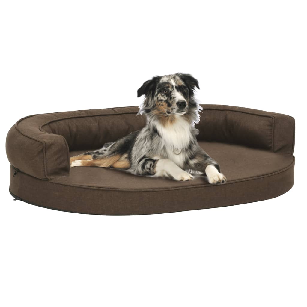 Vidaxl Dog Bed Ergonomic Linen-Look 75x53 cm brun