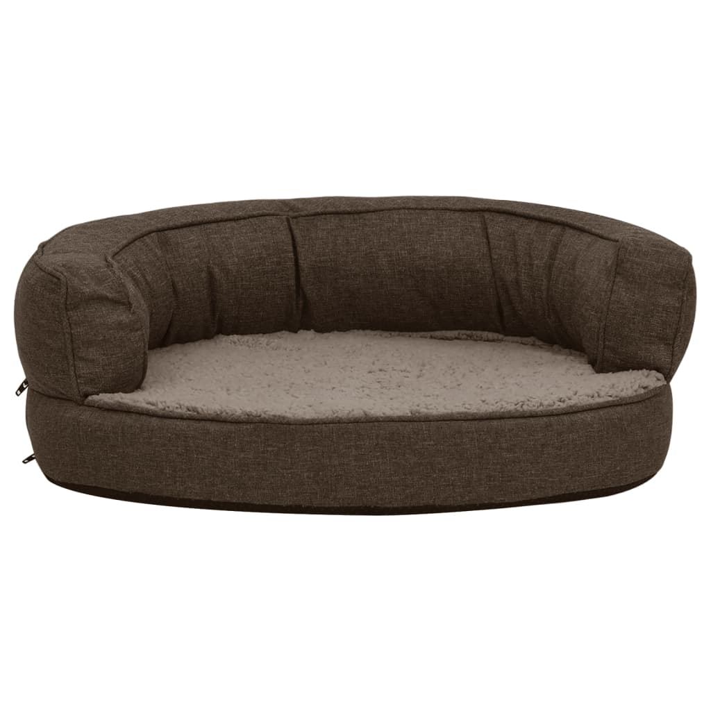 Vidaxl Dog Bed ergonomisk lin-utseende 60x42 cm Fleece Brown