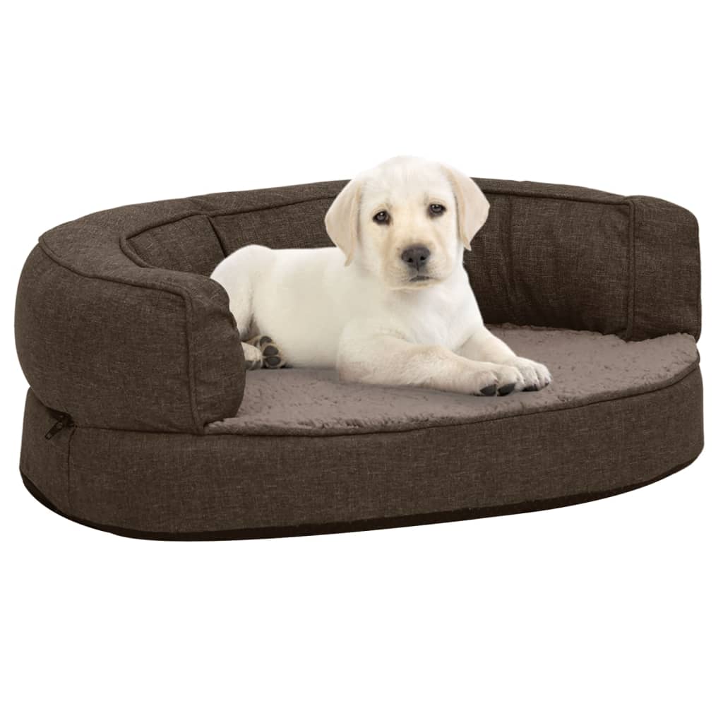 Vidaxl Dog Bed ergonomisk lin-utseende 60x42 cm Fleece Brown