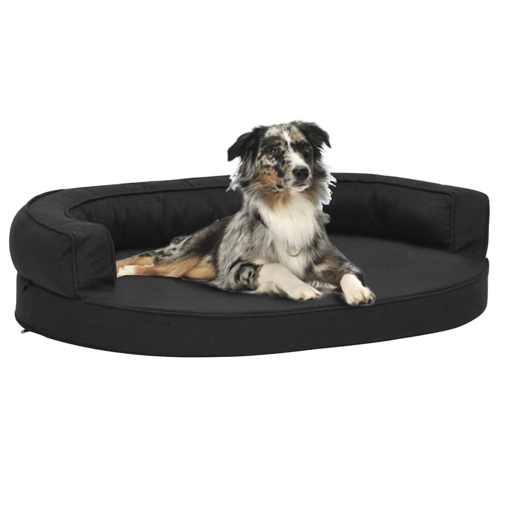 Vidaxl Dog bed ergonomic linen-look 75x53 cm Black