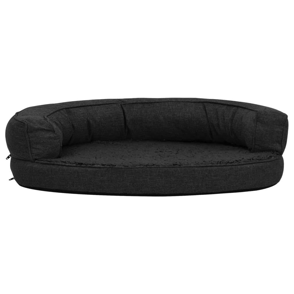 Vidaxl Dog Bed Ergonomic Linen-Look 75x53 cm Fleece Black