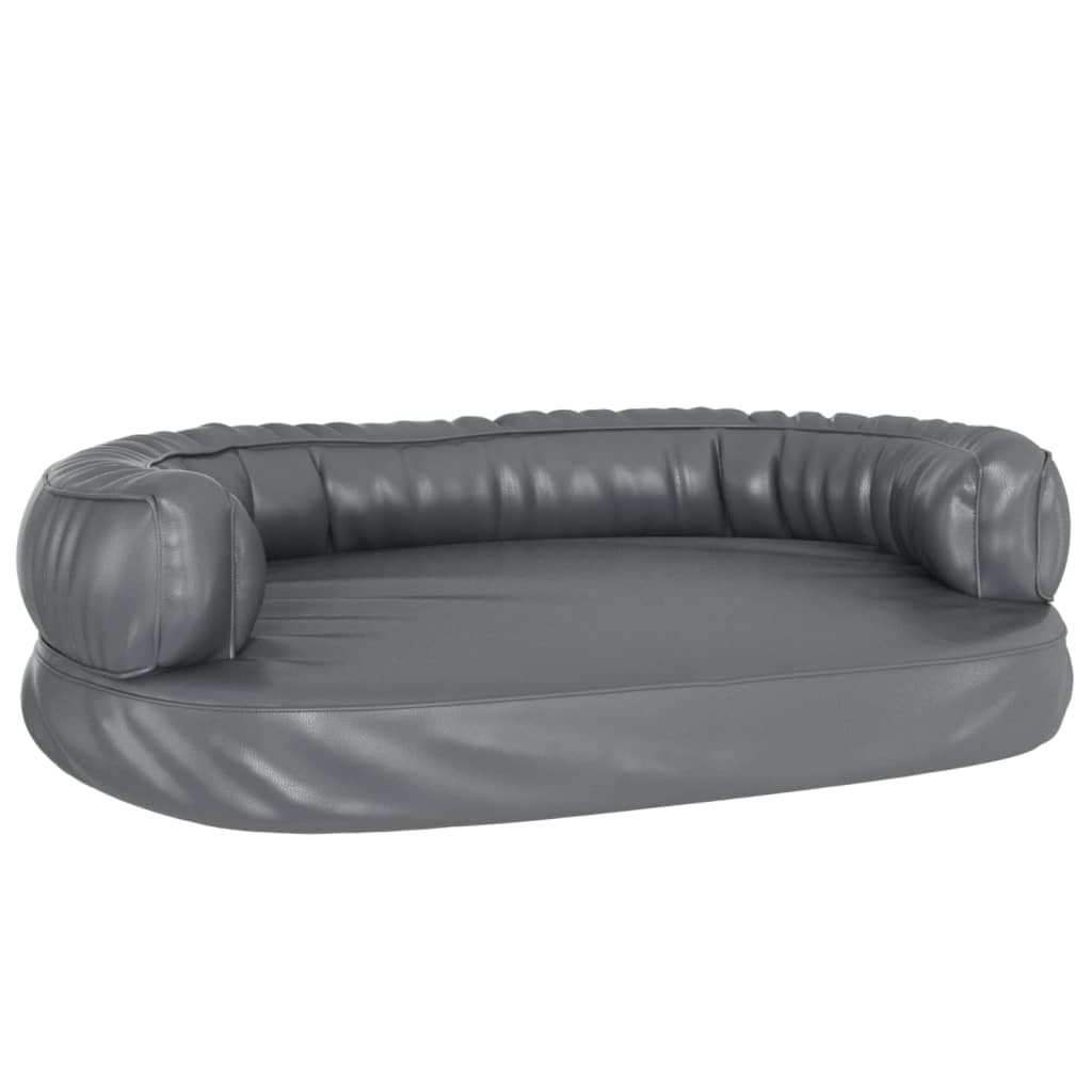 Vidaxl Dog Casket con schiuma ergonomica 75x53 cm in pelle artificiale grigio