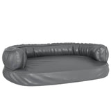 Vidaxl dog basket with ergonomic foam 88x65 cm artificial leather gray