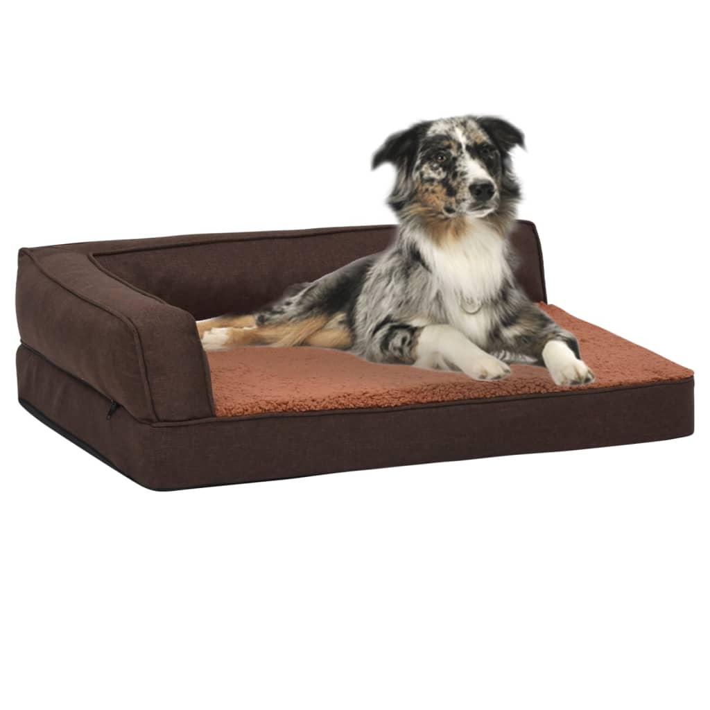 Vidaxl Hundebett Ergonomische Leinen-Look 60x42 cm Fleece Brown