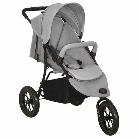 Vidaxl kinderwagen staal lichtgrijs