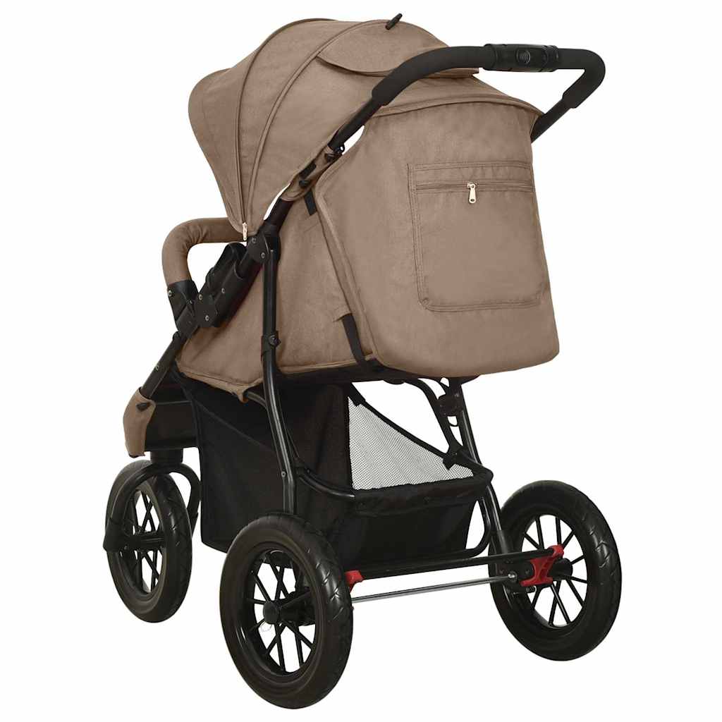Vidaxl kinderwagen staal taupe