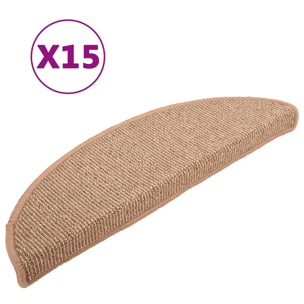 Vidaxl stair mats 15 st 65x21x4 cm light brown