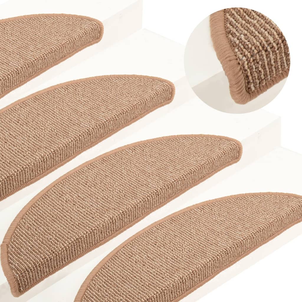 Vidaxl stair mats 15 st 65x21x4 cm light brown