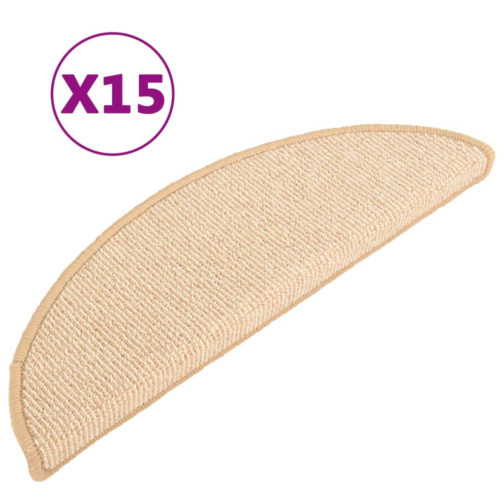 Vidaxl Stair Mats 15 St 65x21x4 cm krem ​​-farget