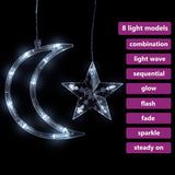 Vidaxl Light garland star and moon remote control 138 LEDs Cold White