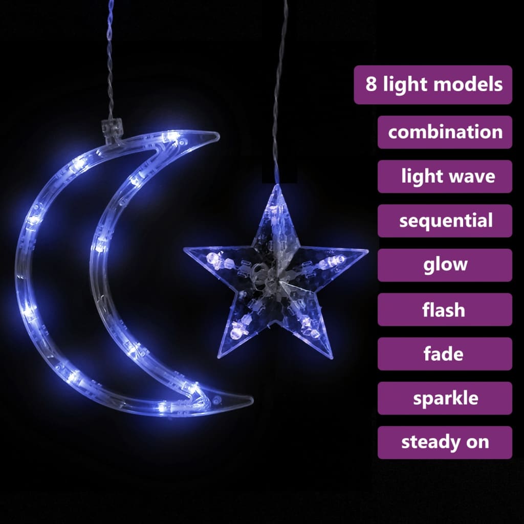 Vidaxl Light Garland Star and Moon Remote Control 138 lysdioder Blue