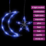 Vidaxl Light Garland Star and Moon Remote Control 138 lysdioder Blue