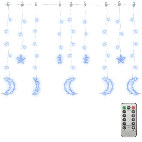 Vidaxl lichtslinger ster en maan afstandsbediening 345 led's blauw