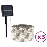 Vidaxl 5 St leichte Schlinge mit 200 LEDs Solar innerhalb von kaltem Weiß draußen