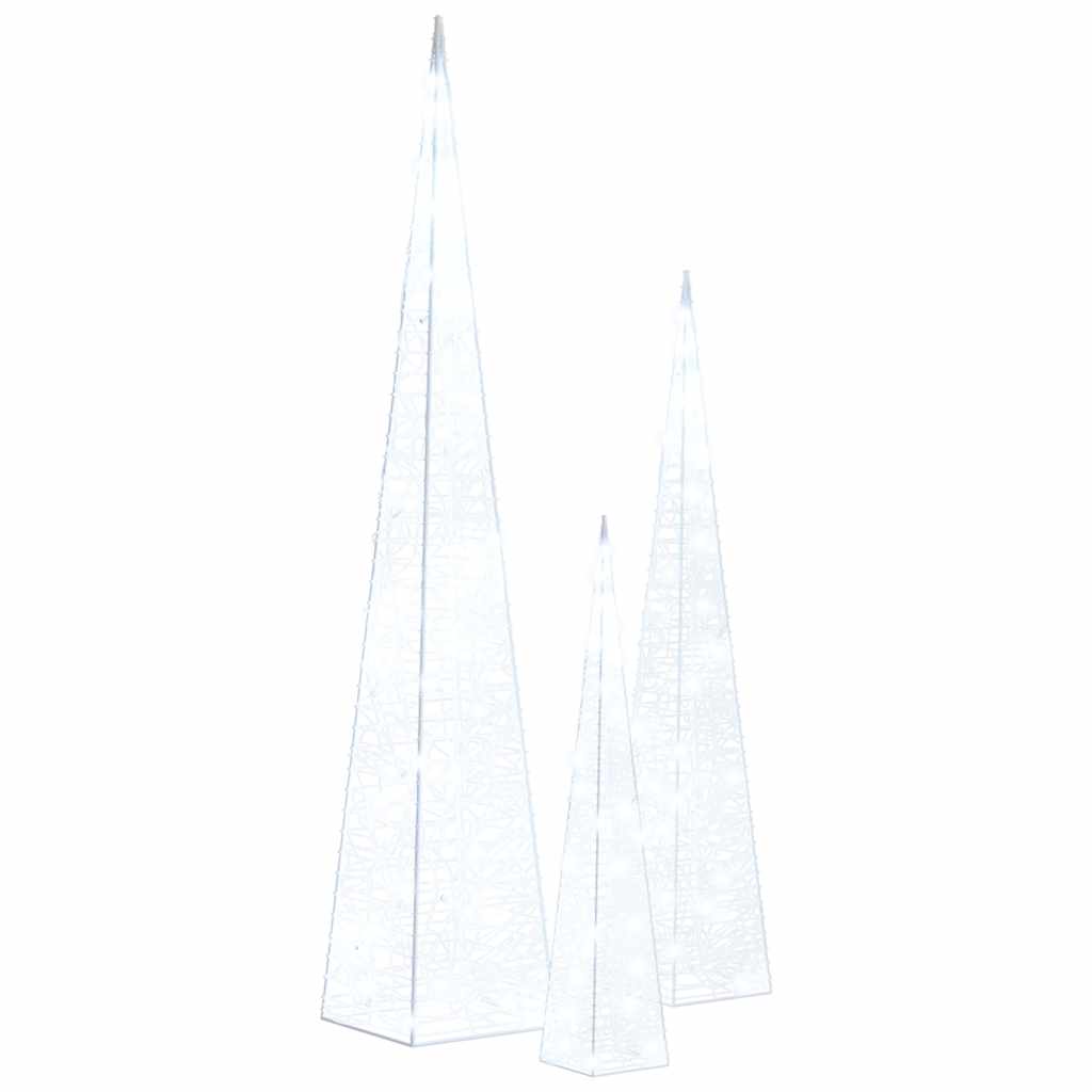 Vidaxl lichtkegelset decoratief led 30 45 60 cm acryl koudwit
