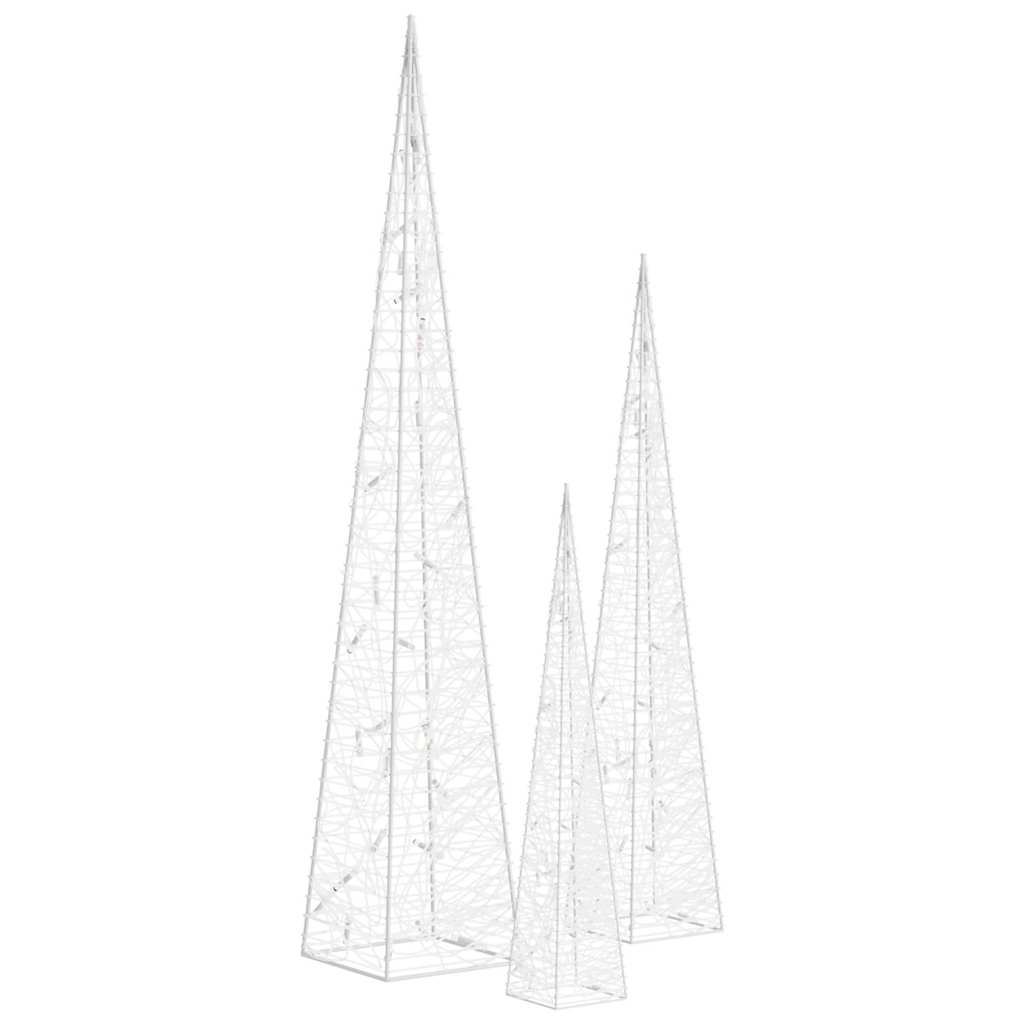 Vidaxl lichtkegelset decoratief led 30 45 60 cm acryl koudwit