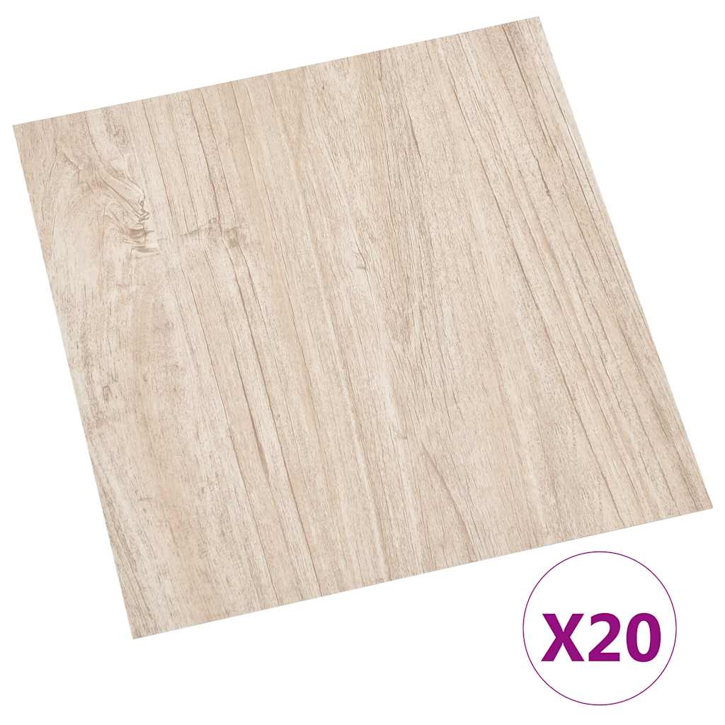 Planches de plancher vidaxl 20 ST auto-adhésif 1,86 m² en PVC brun clair