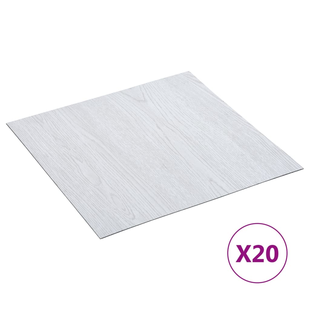 Tablas de piso Vidaxl 20 st autoadhesivo 1.86 m² PVC White