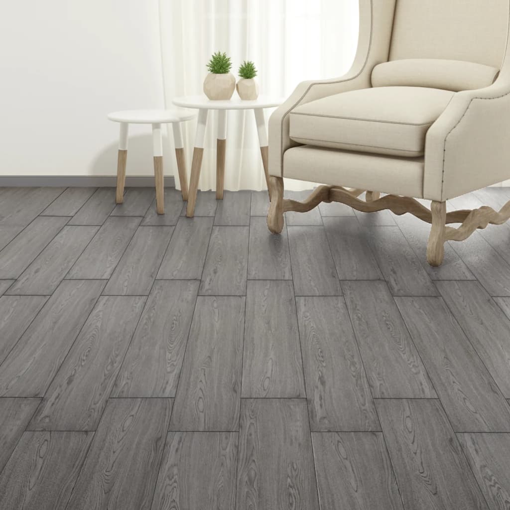 Vidaxl Floorboards Selvlavt 5,21 m² 2 mm PVC mørkegrå